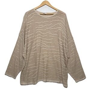 J. Jill Pure Jill Linen Blend Wavy Textured Lightweight Sweater Size 3X Beige